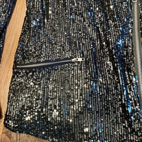 FREE PEOPLE Midnight Message Sequin Moto Jacket NWT XS - Picture 8 of 13